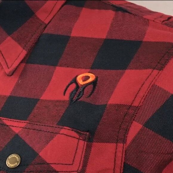 RIDERACT® Motorcycle Cotton Flannel Shirt Red and Black Motorbike Shirt NEW - Picture 8 of 12